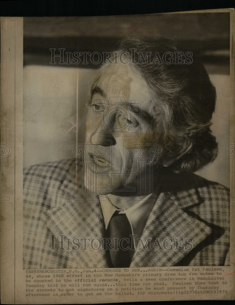 1972 Press Photo Pat Paulsen comedian Actor - Historic Images