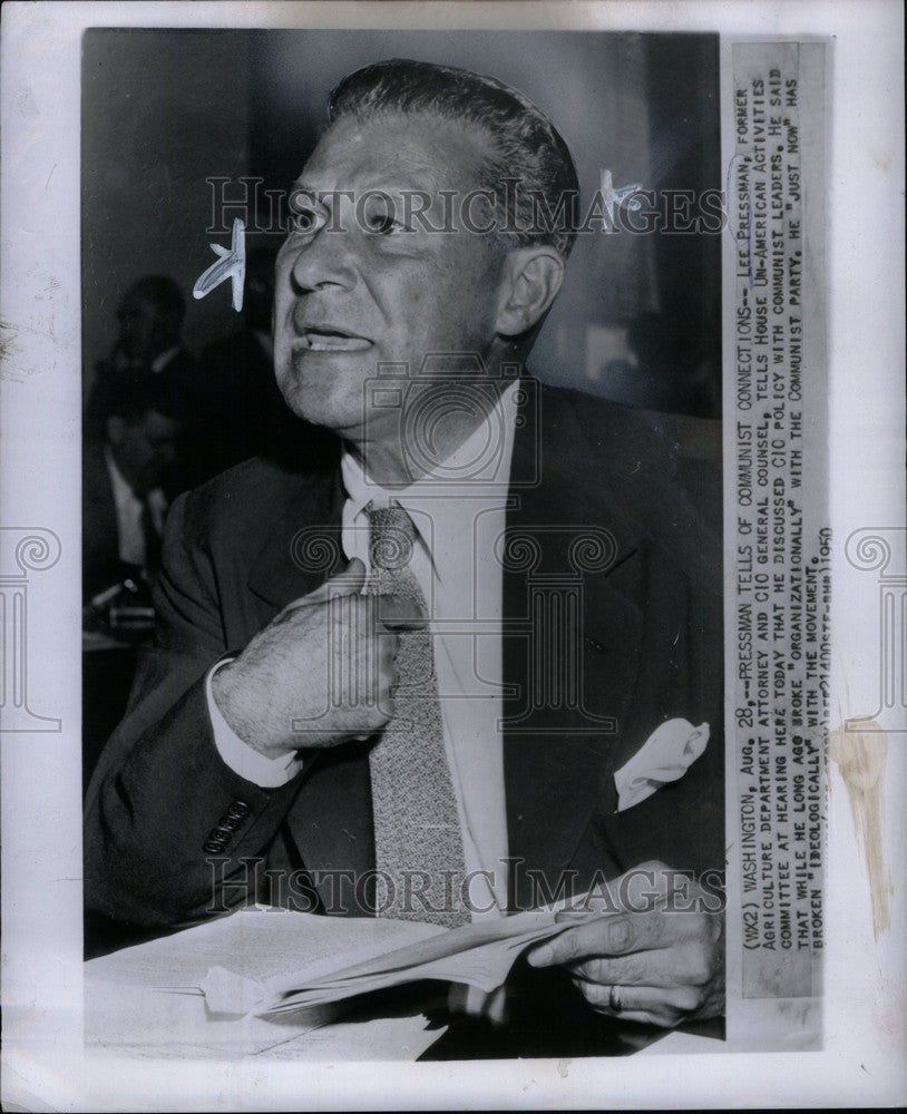 1950 Press Photo Lee Pressman Agriculture Department - Historic Images