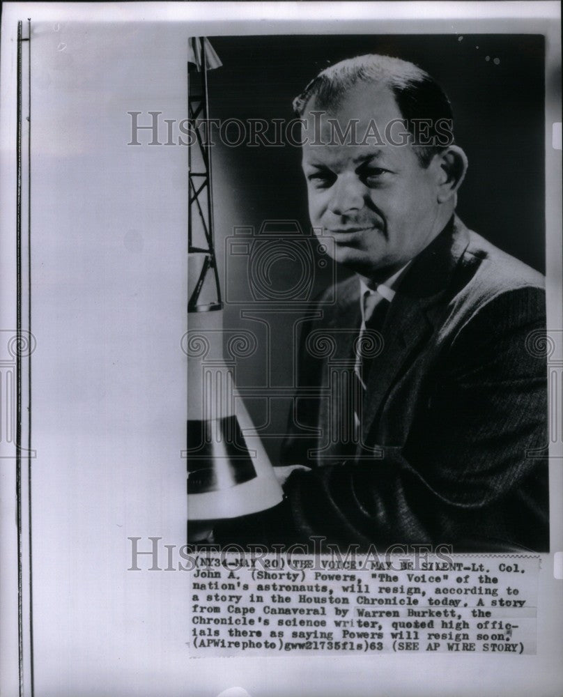 1963 Press Photo John Shorty Powers astronaut voice - Historic Images