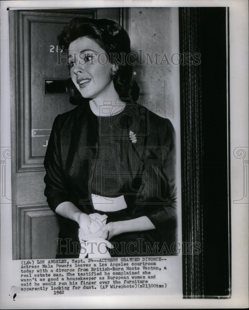 1962 Press Photo Mala  Powers American Film Actress - Historic Images