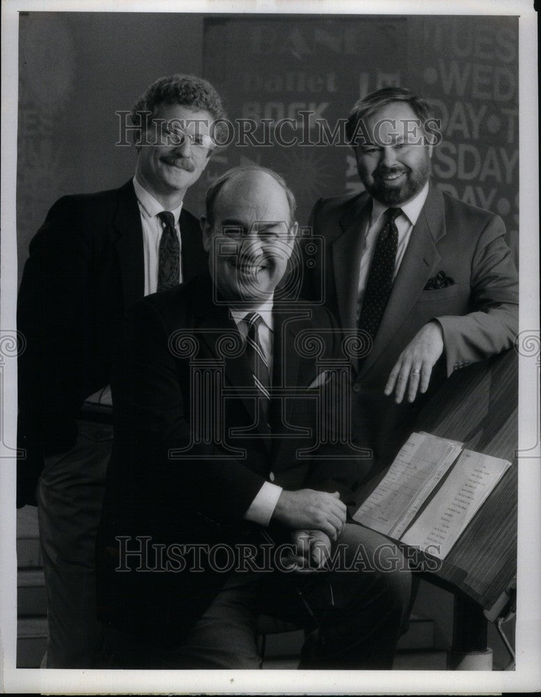 1987 Press Photo William Geist, Charles Kuralt Ron Powe - Historic Images