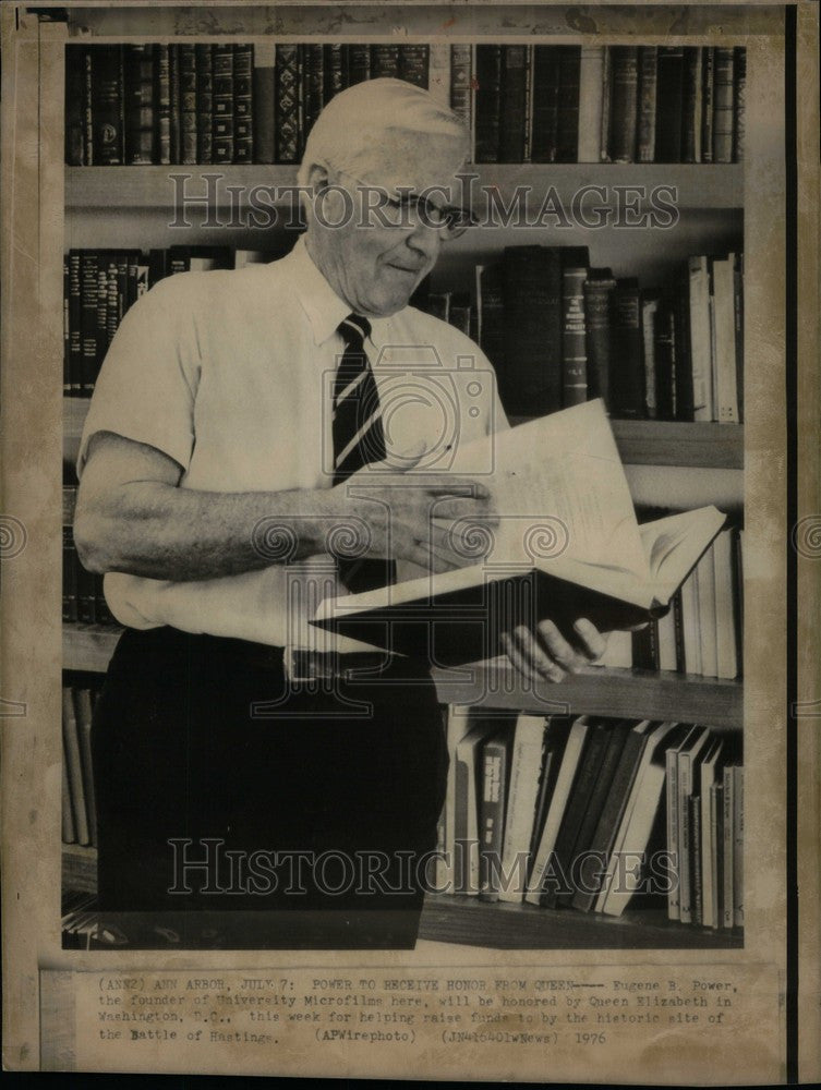 1976 Press Photo Eugene B Power founder Microfilms Univ - Historic Images