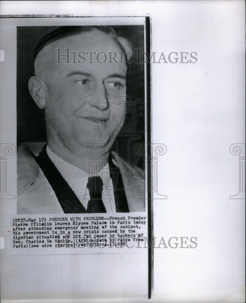 1958 Press Photo Pierre Pflimlin French politician - Historic Images