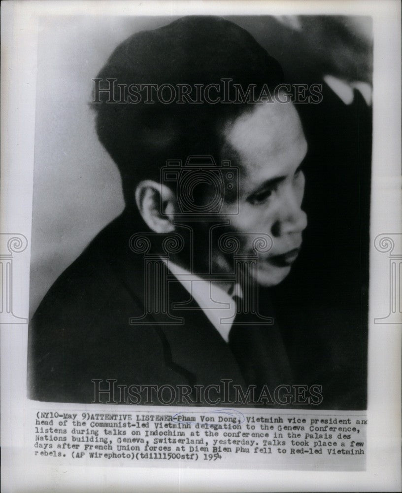 1954 Press Photo pham von dong vice president vietnam - Historic Images