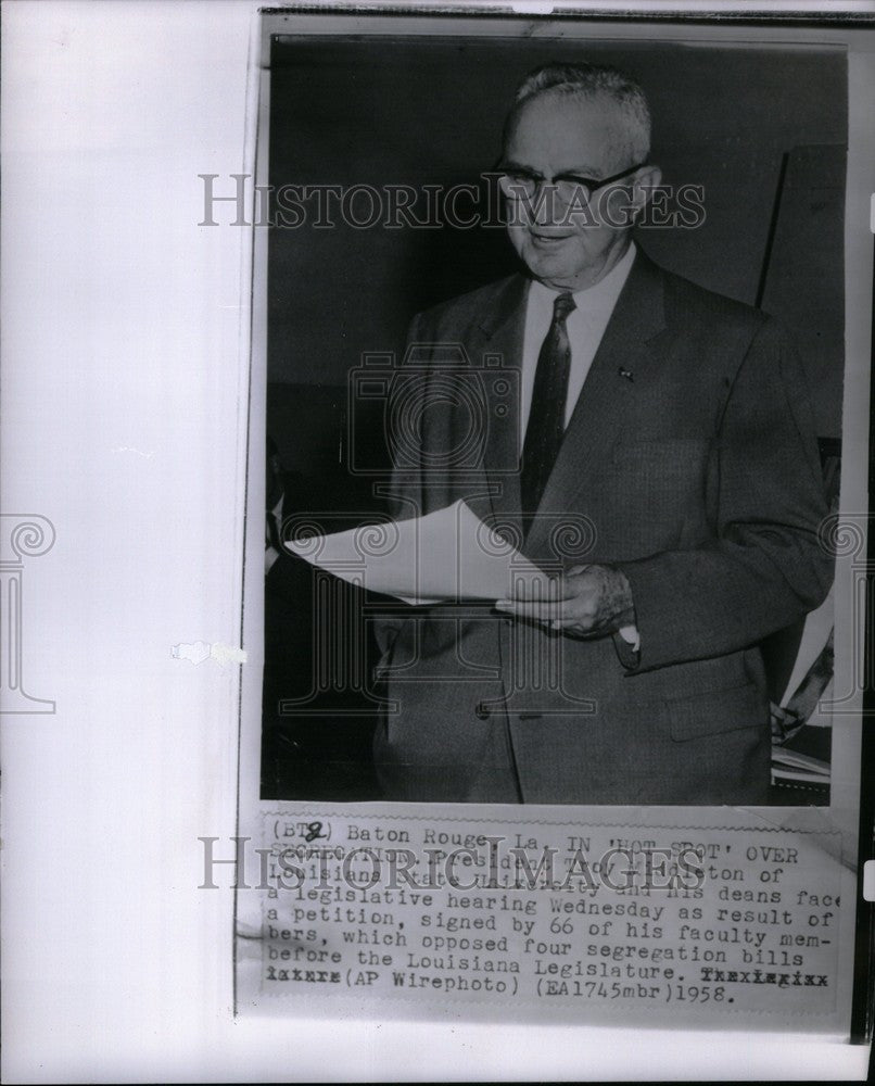 1958 Press Photo Troy Middleton Pres Louisiana Univ - Historic Images