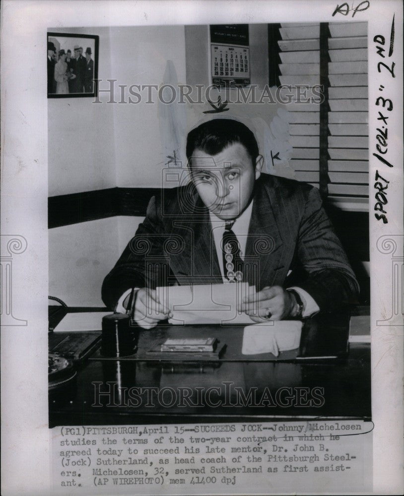 1948 Press Photo Johnny Michelosen Succeeds Sutherland - Historic Images