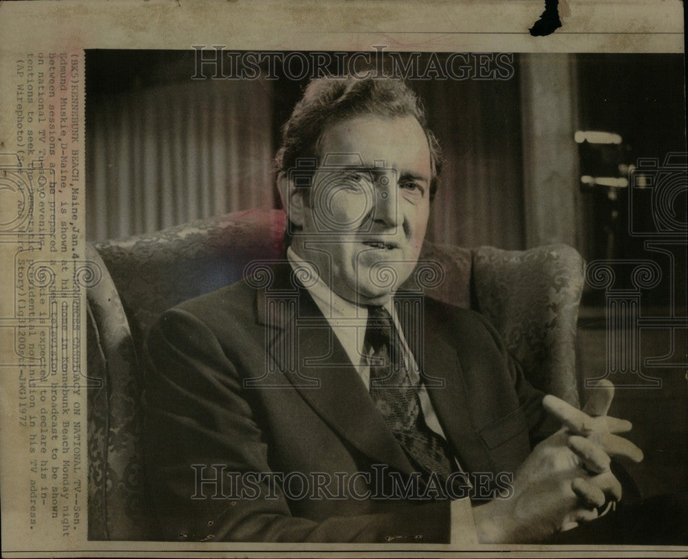 1972 Press Photo Sen. Muskie announces run president - Historic Images