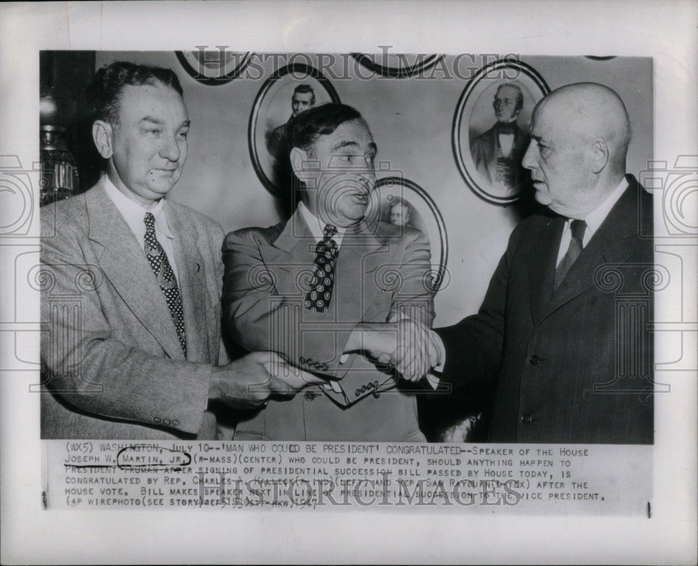 1947 Press Photo House Speaker Joseph W Martin Jr - Historic Images