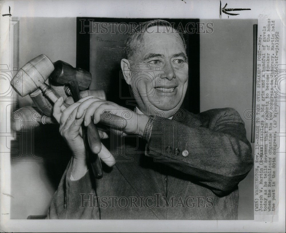 1952 Press Photo Joseph William Martin Congressman - Historic Images