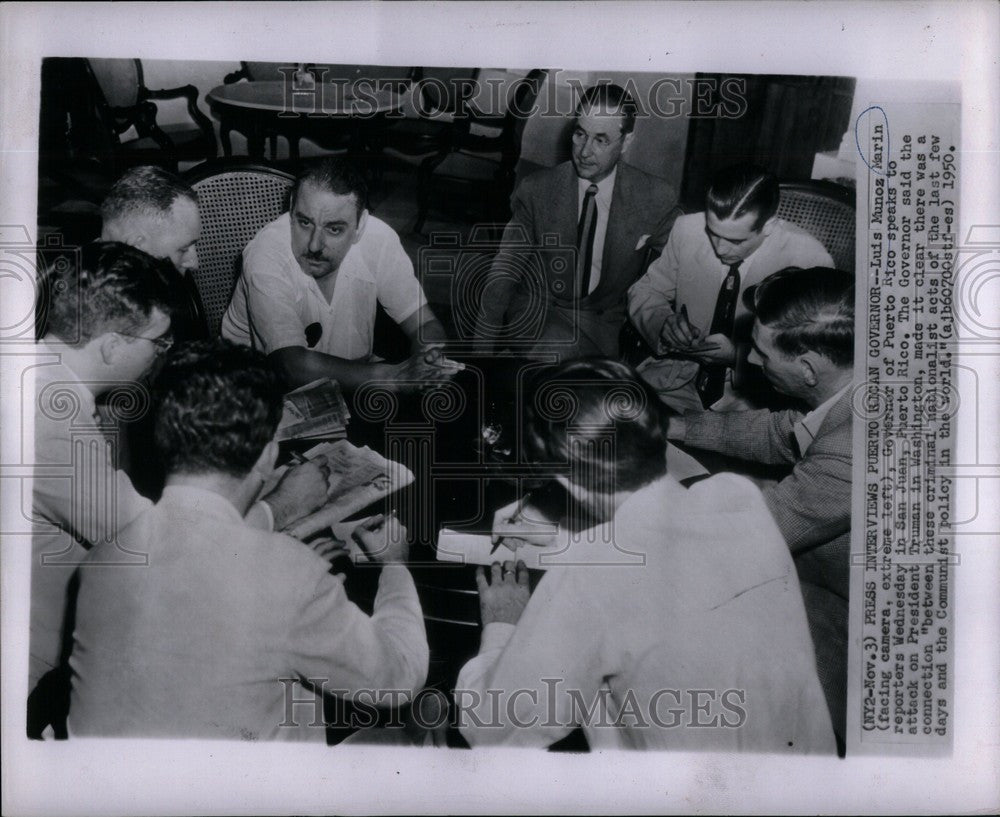 1950 Press Photo puerto rica governer press meet - Historic Images