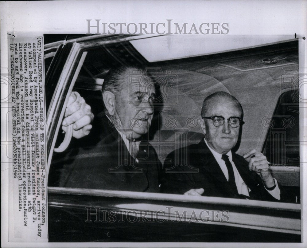 1966 Press Photo James Marlow president Johnson guest - Historic Images