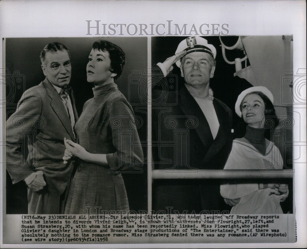 1958 Press Photo Laurence Olivier Strasberg Plowright - Historic Images