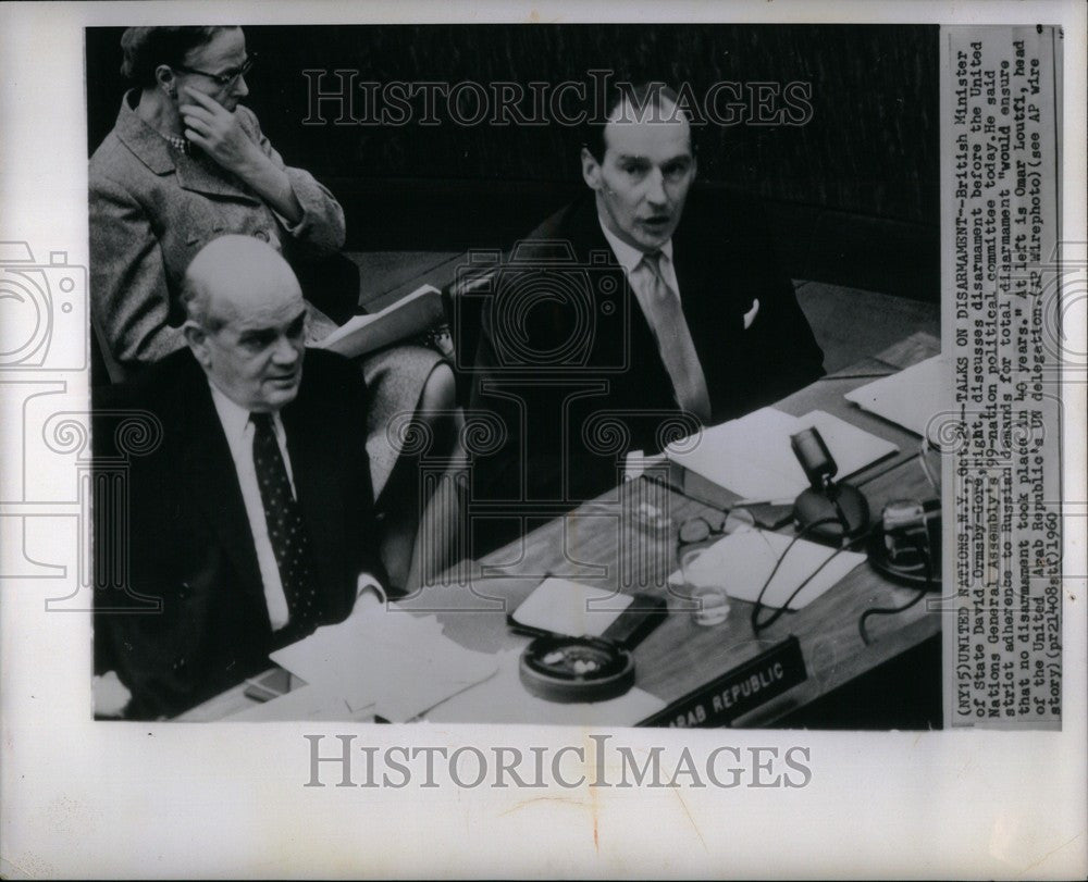 1960 Press Photo UN disarmament talks David Ormsby Gore - Historic Images