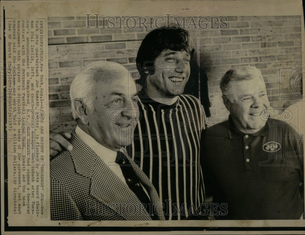 1972 Press Photo Joseph Namath AFL NFL Quarterback - Historic Images