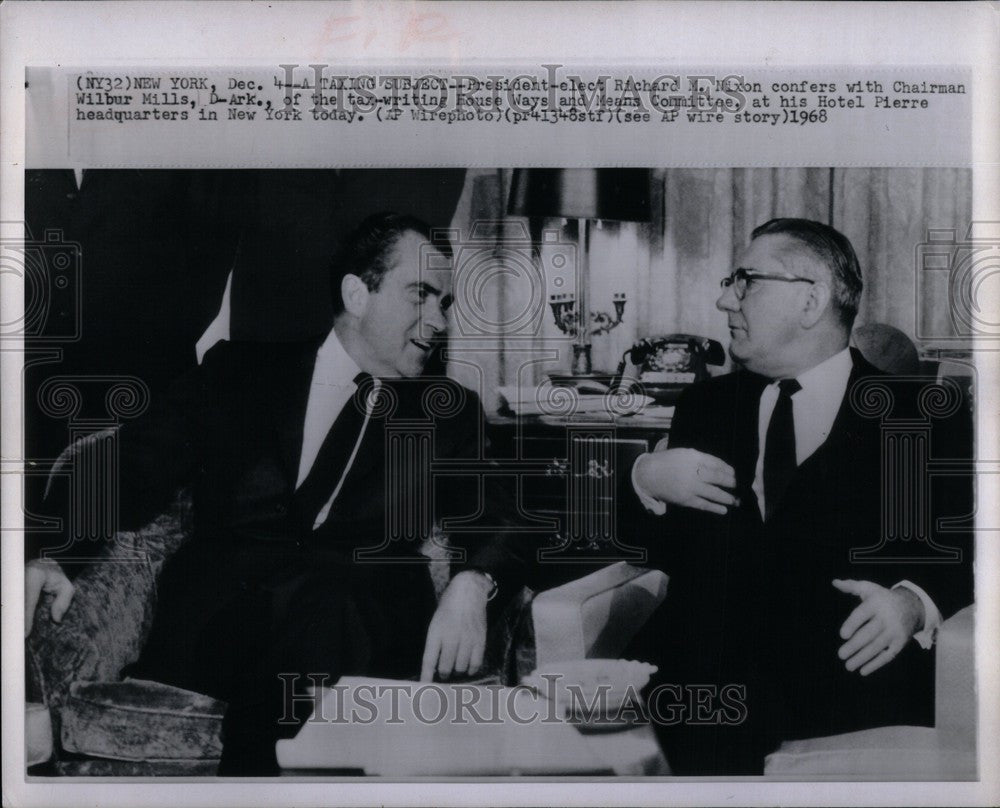 1968 Press Photo President Richard Nixon Wilbur MIlls - Historic Images