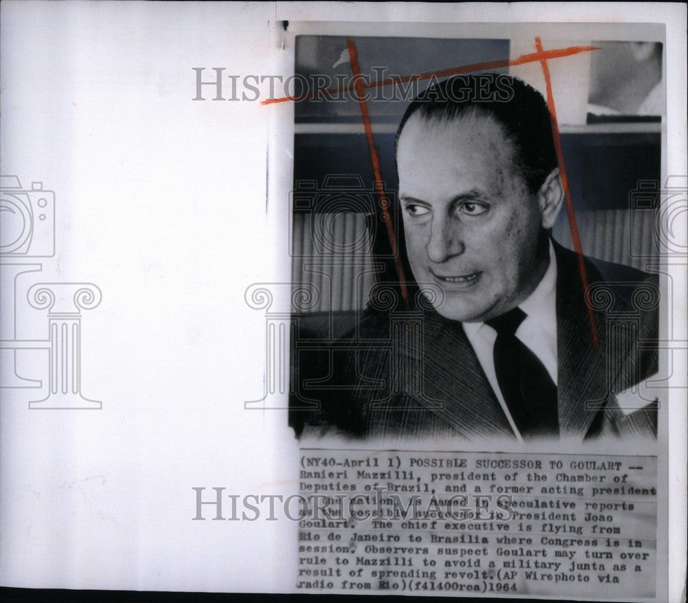 1964 Press Photo Ranieri Mazzilli Joao Goulart Presiden - Historic Images