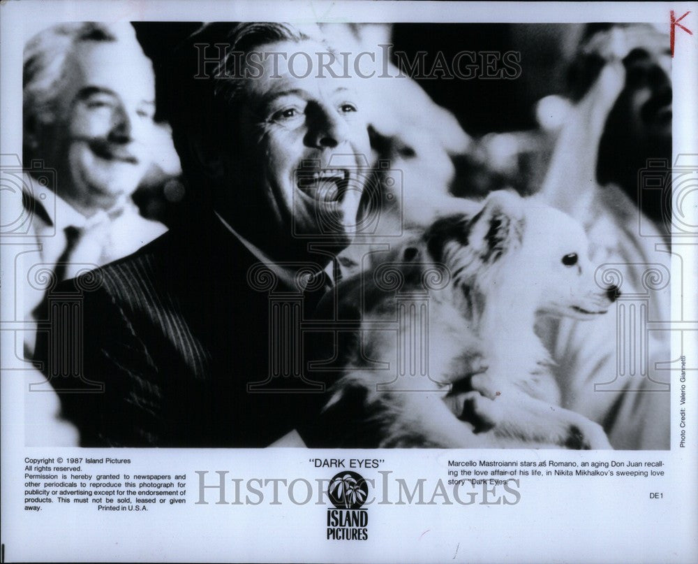 1988 Press Photo Marcello Mastroianni Actor Dark Eyes - Historic Images