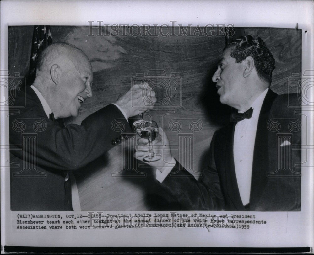 1959 Press Photo Adolfe Mateoa Eisenhower Presidents - Historic Images