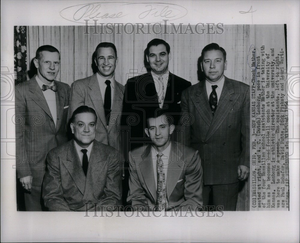 1954 Press Photo Chuck Mather Coach Kansas Staff - Historic Images