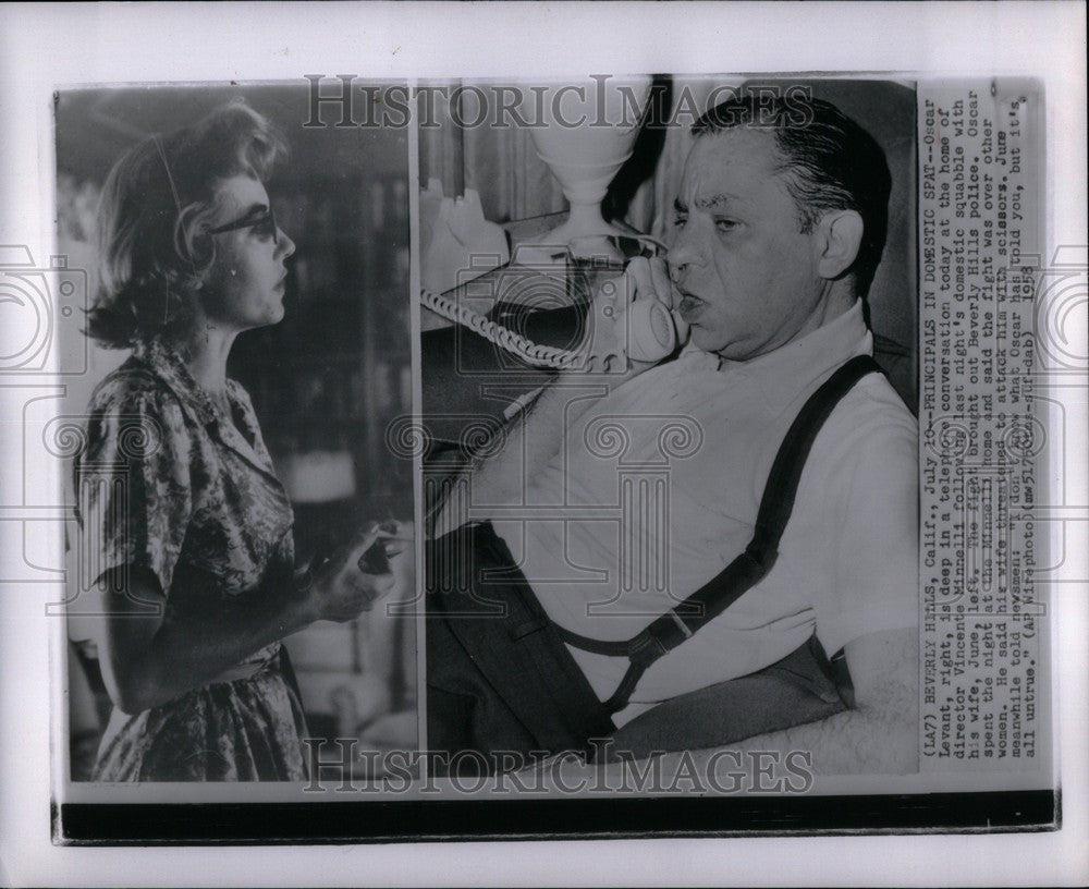 1958 Press Photo Oscar Levant argument with with June - Historic Images