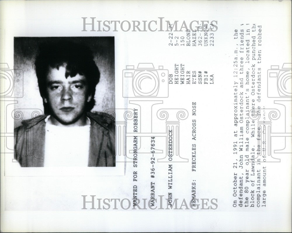 1993 Press Photo &quot;John William Osterdock&quot; robbery - Historic Images