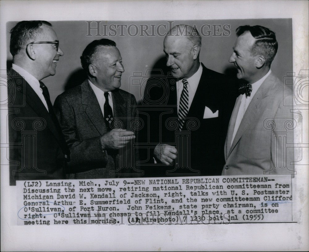 1955 Press Photo David W. Kendall Arthur E, Summerfield - Historic Images