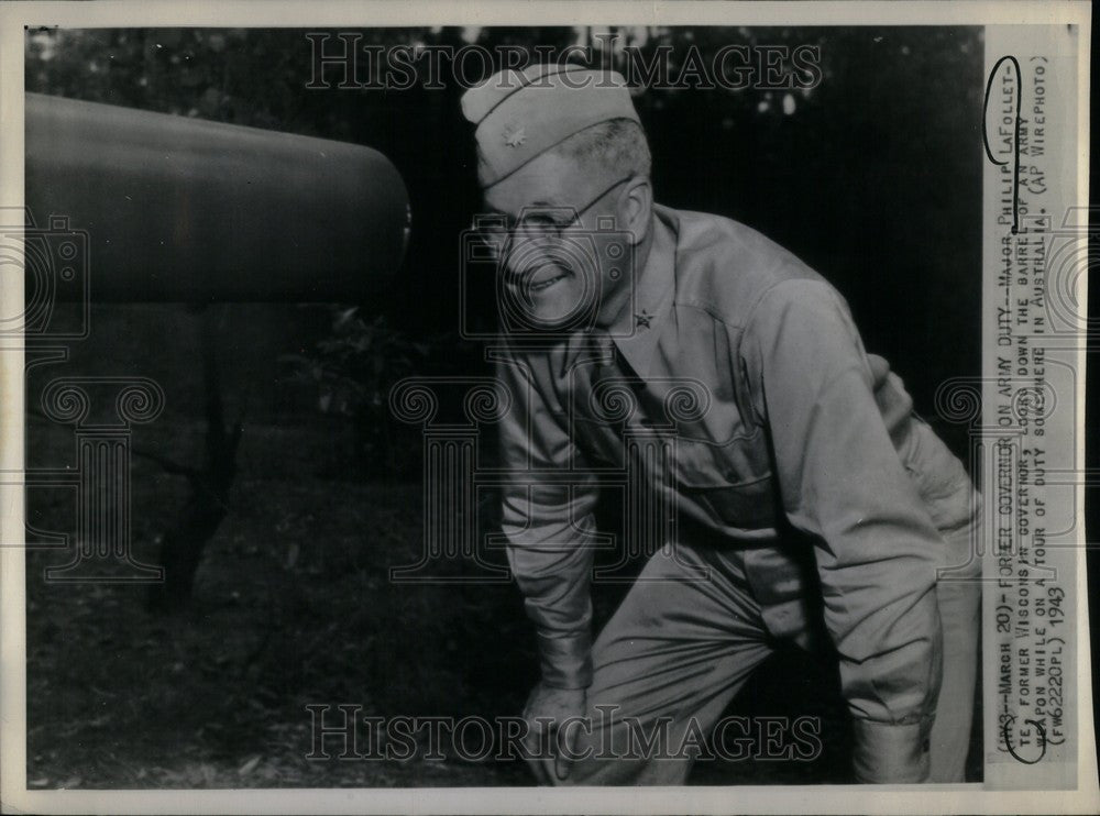 1943 Press Photo Governor Philip LaFollette Army Duty - Historic Images