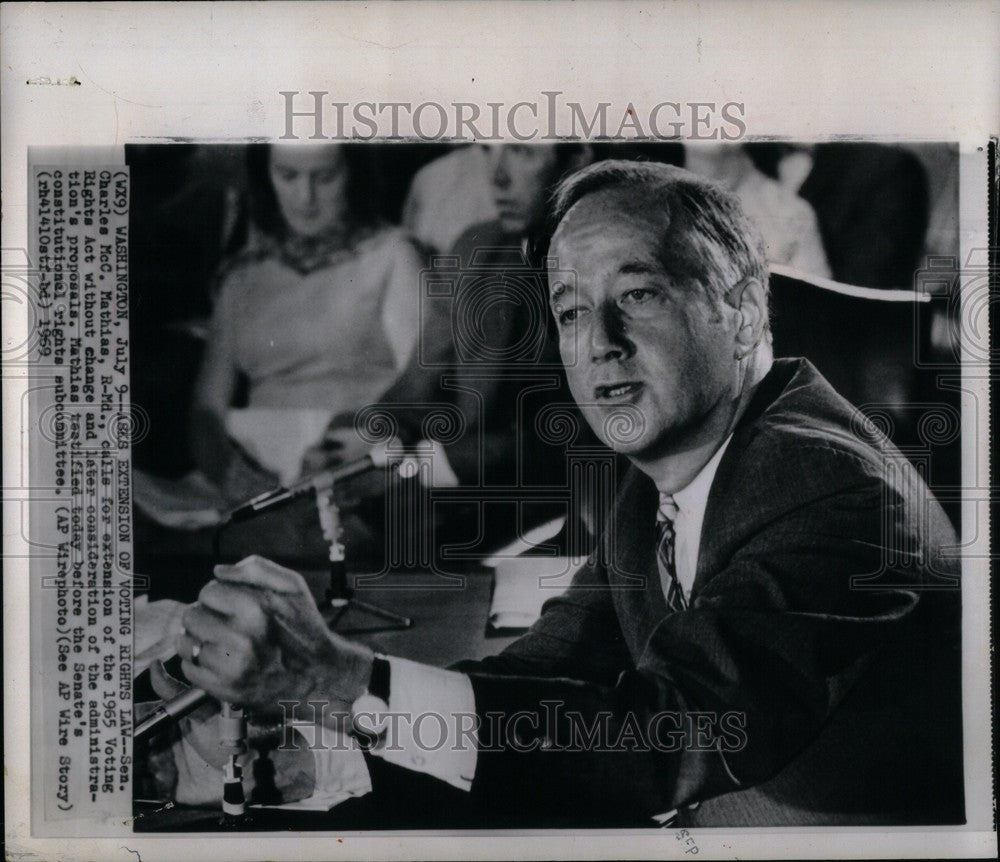 1969 Press Photo Charles McC. Mathias Voting Rights Act - Historic Images