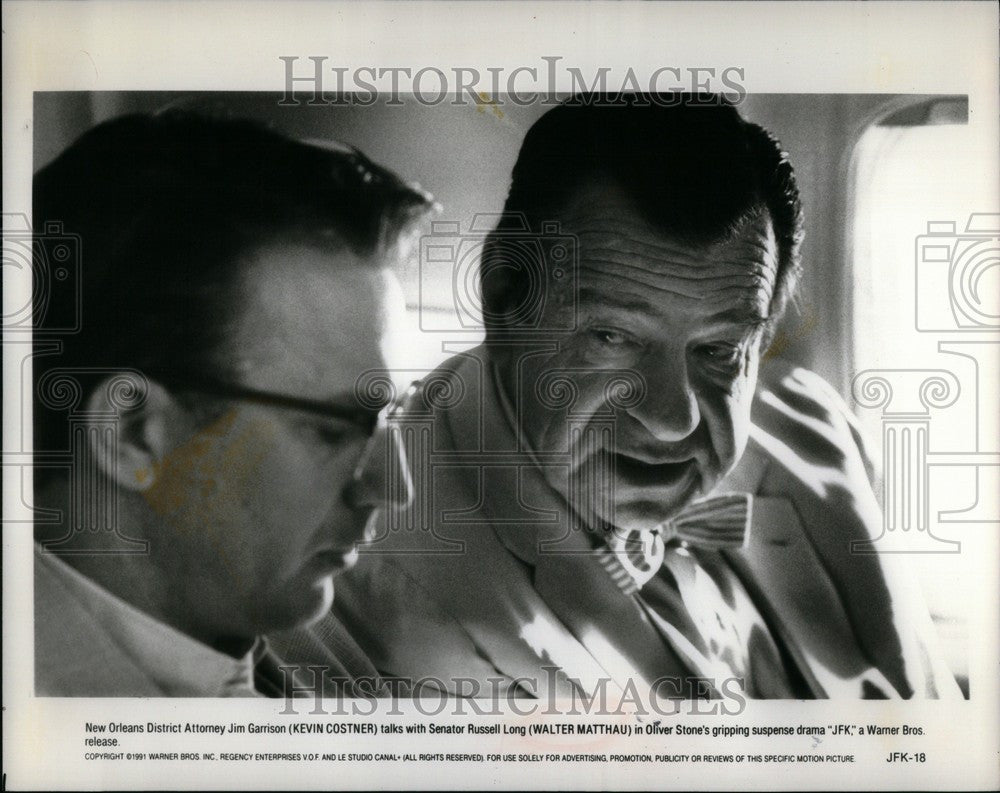 1991 Press Photo Kevin Costner Walter Matthau JFK - Historic Images