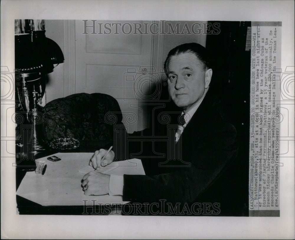 1950 Press Photo Wid. C. Mathews veteran Branch Rickey - Historic Images