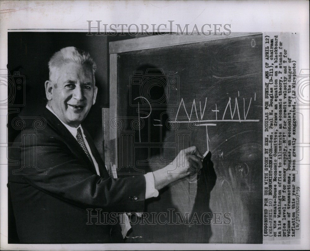 1959 Press Photo Sen. Paul H. Douglas Economic - Historic Images