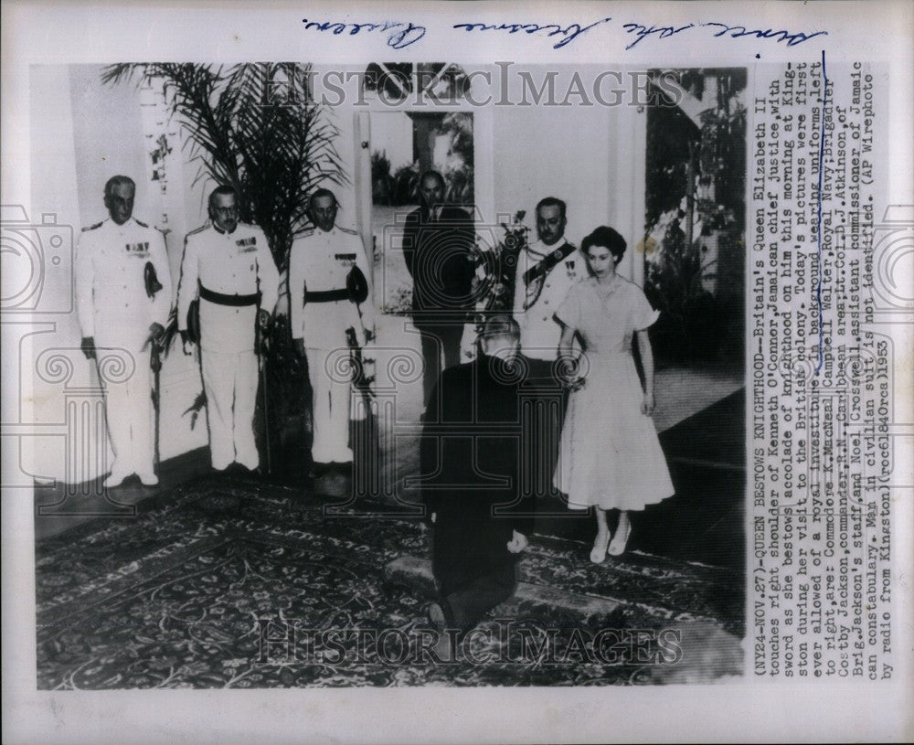 1953 Press Photo Queen Elizabeth Kenneth OConnor - Historic Images