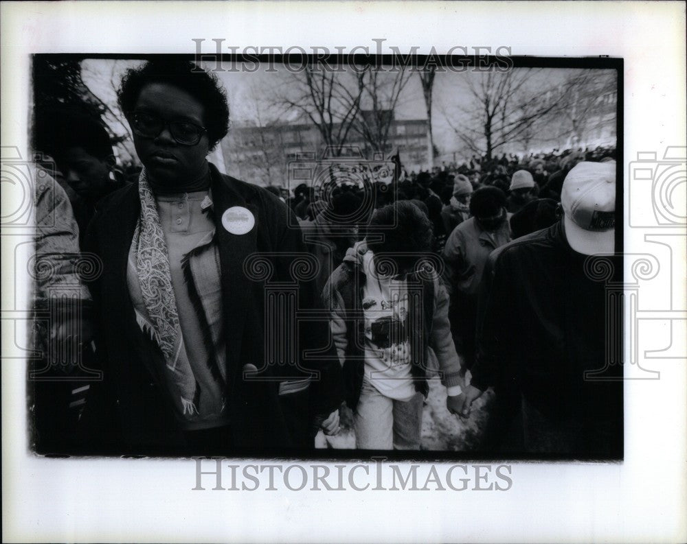 1990 Press Photo Unity Day March University Michigan - Historic Images