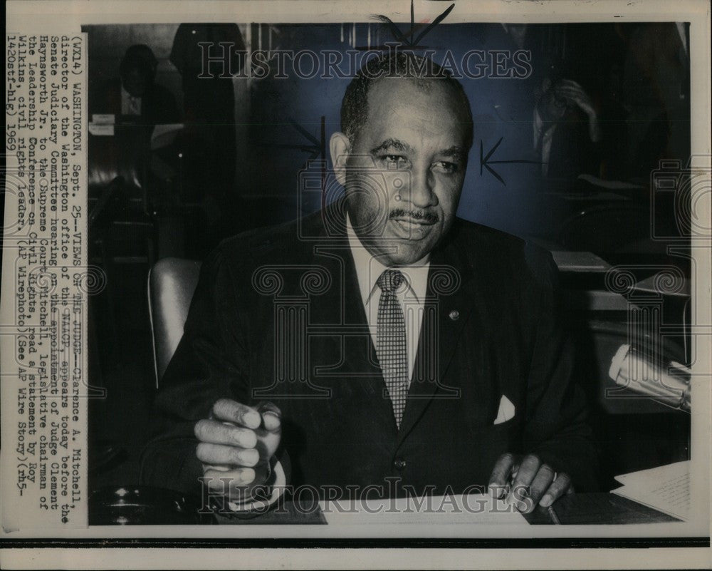 1969 Press Photo Clarence A Mitchell Senate Judiciary - Historic Images