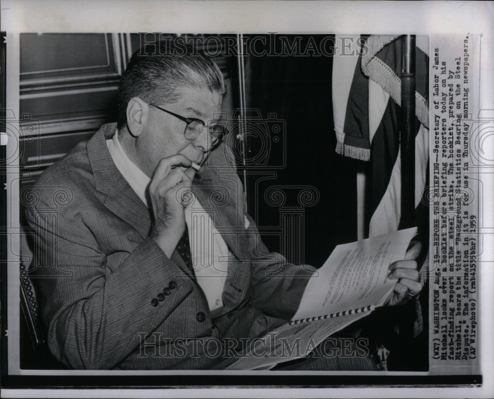 1959 Press Photo Secretary Labor James Mitchell strike - Historic Images