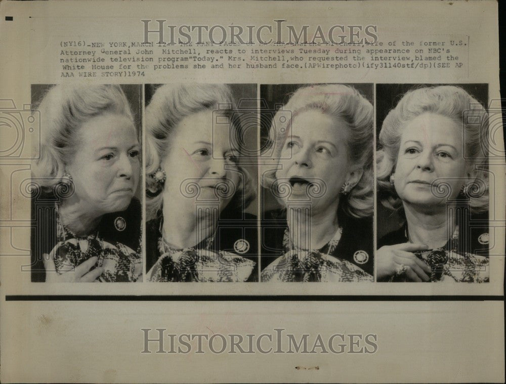 1974 Press Photo Martha Mitchell wife of John  Mitchel - Historic Images