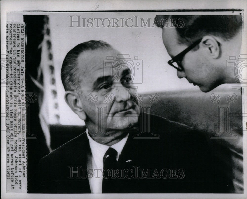 1965 Press Photo President Johnson press chief Moyers - Historic Images