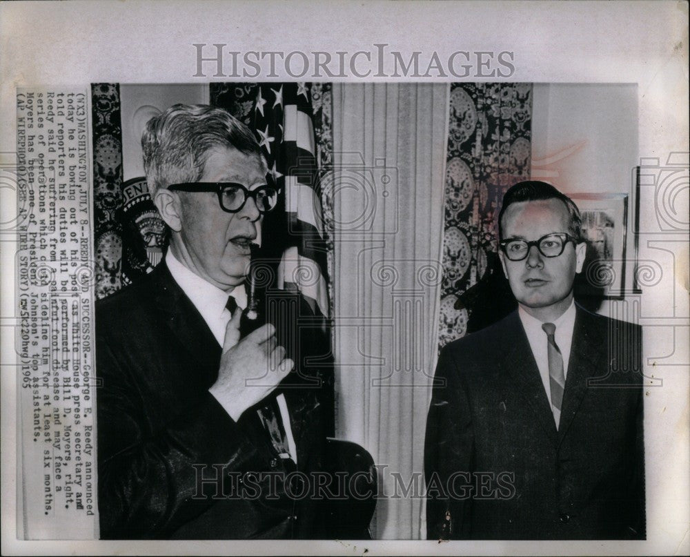 1965 Press Photo George E. Reedy Bill Moyers LBJ press - Historic Images