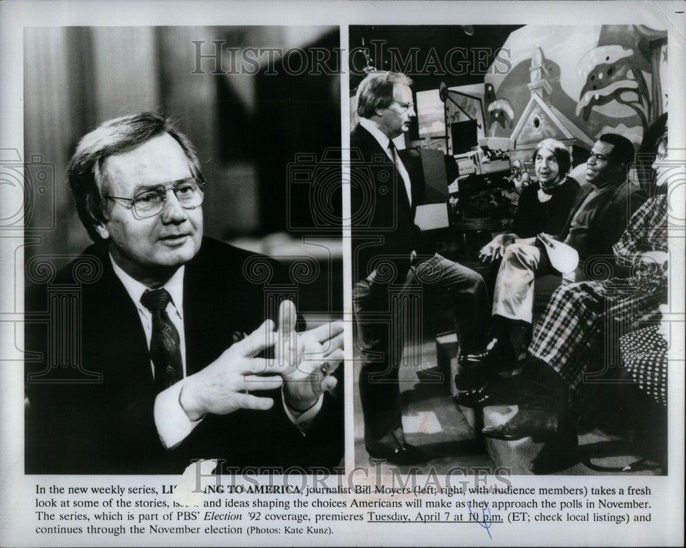 1992 Press Photo Bill Moyers, Listening to America - Historic Images