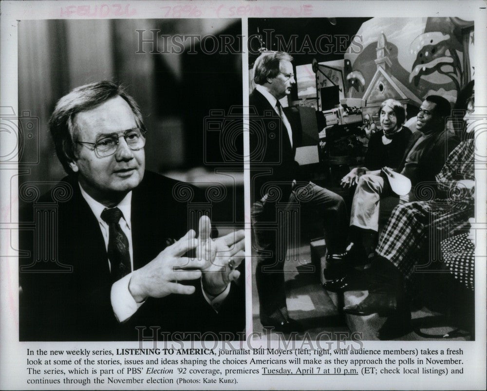 1992 Press Photo bill moyers pbs listening to america - Historic Images