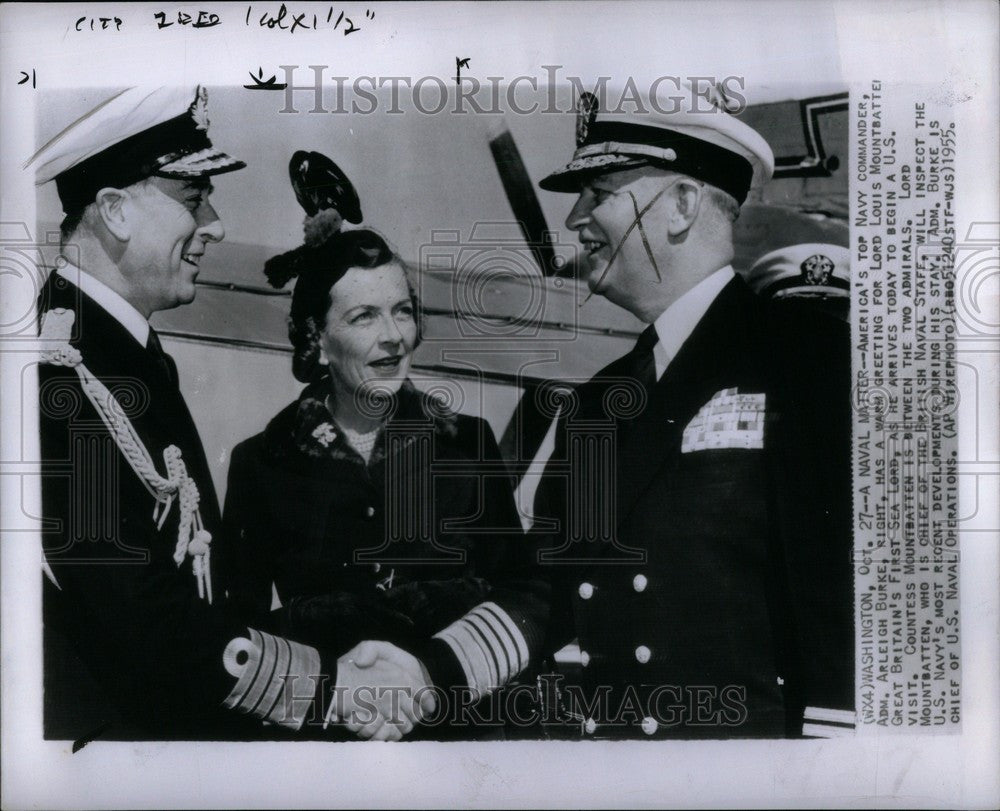 1955 Press Photo Arleigh Burke Louis Mountbattei - Historic Images