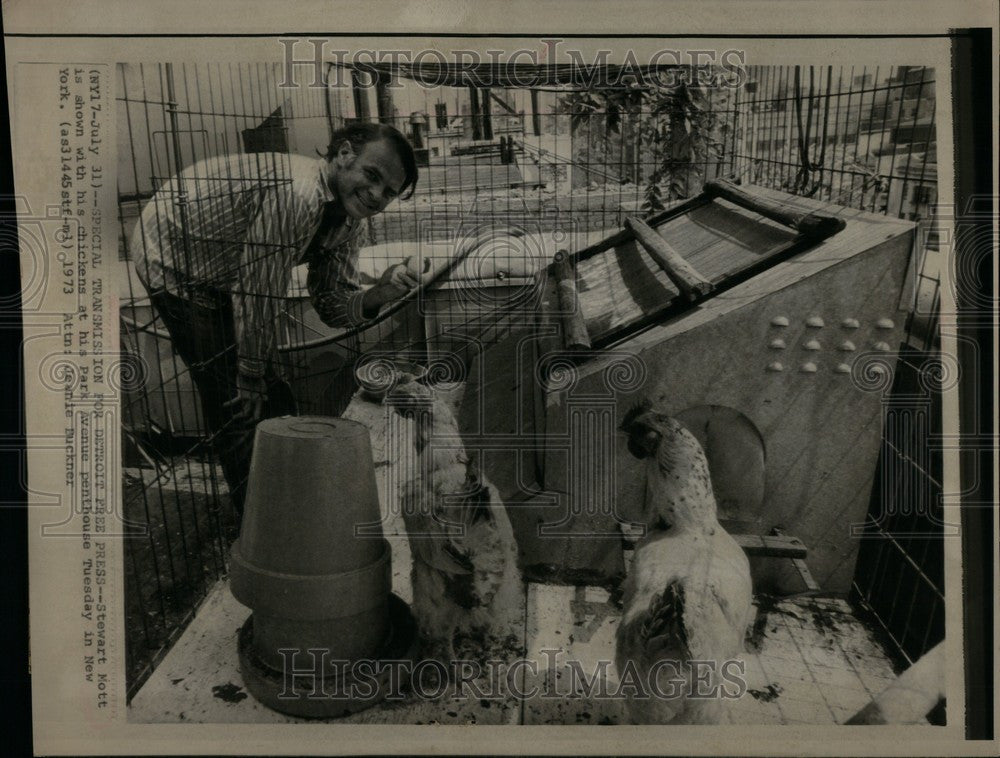 1973 Press Photo Stewart Mott Park Avenue Chicken - Historic Images