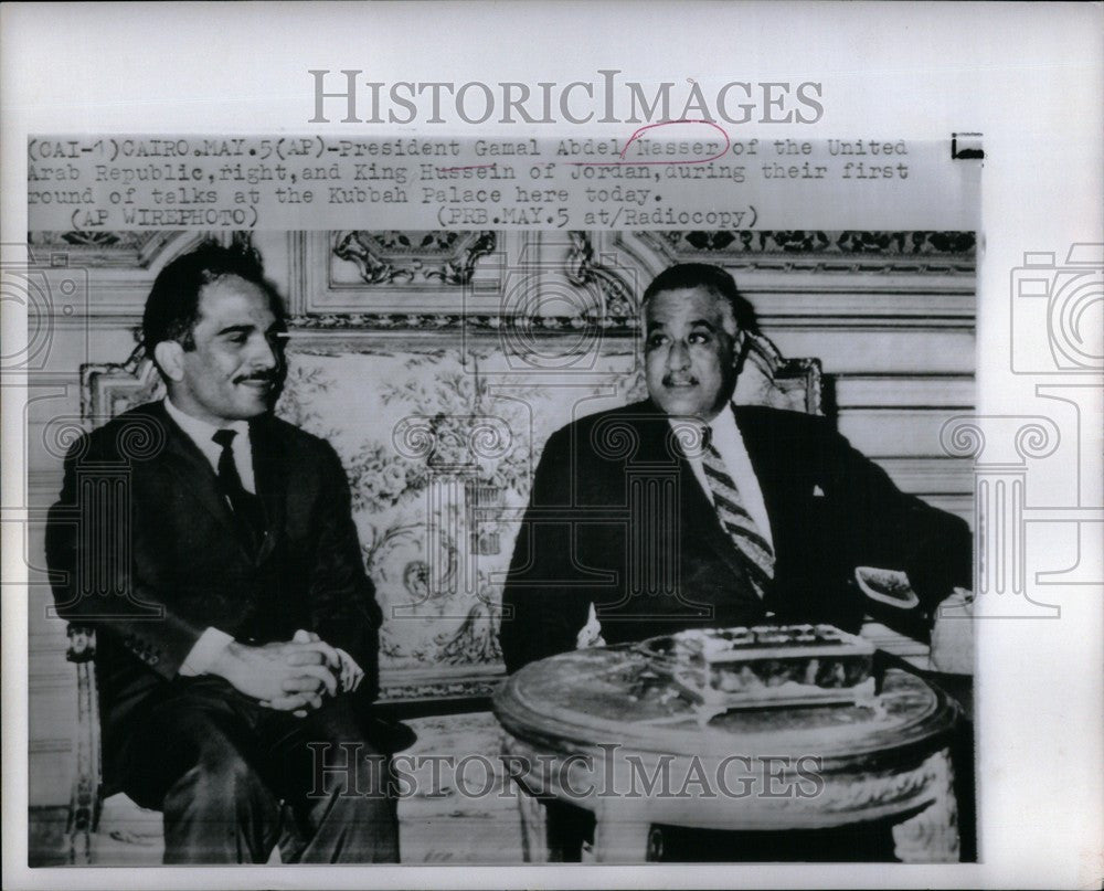 1969 Press Photo Gamal Abdel Nasser King Hussein talks - Historic Images