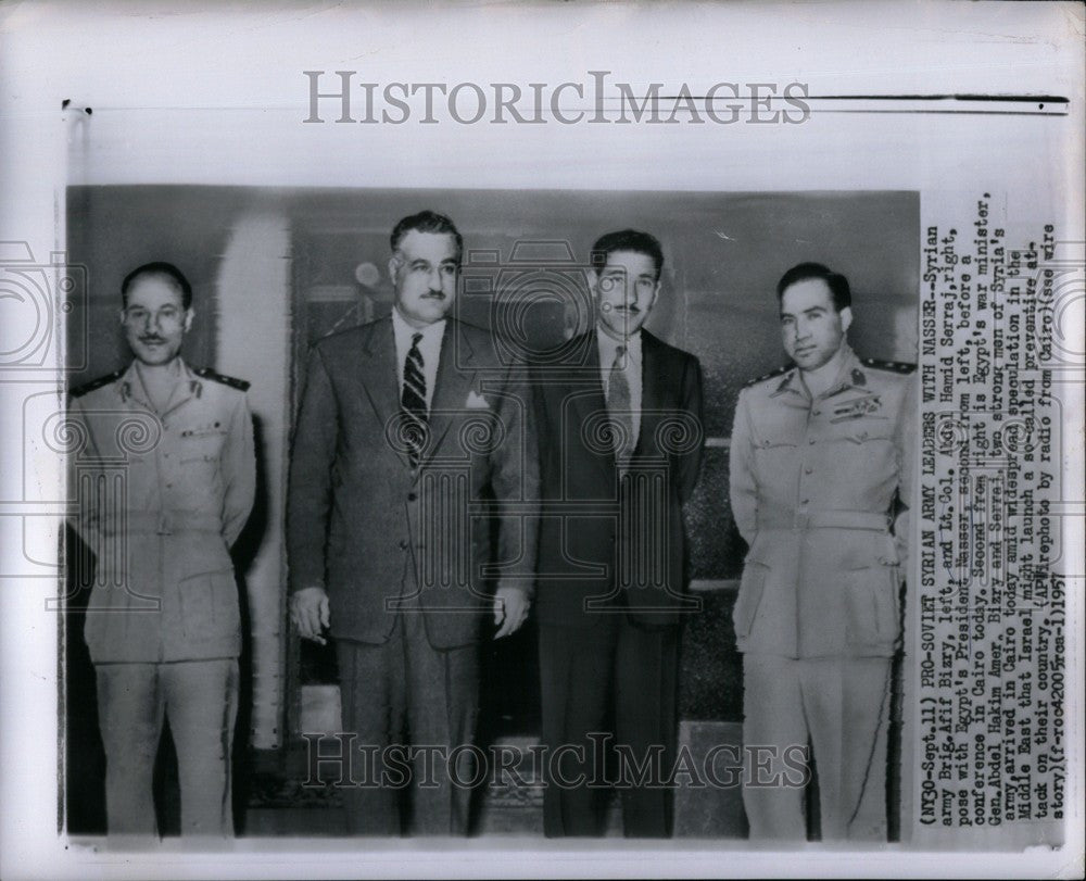 1957 Press Photo nasser syrian army leaders cairo - Historic Images