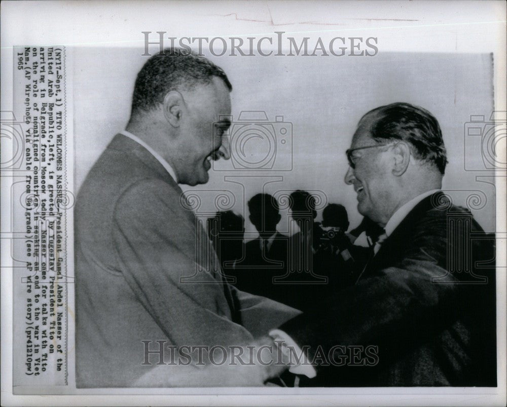 1965 Press Photo Gamal Abdel Nasser  Josip Broz Tito - Historic Images