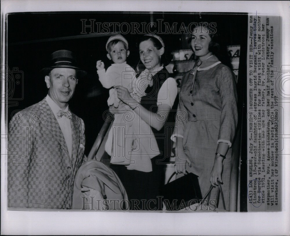 1957 Press Photo Jenny Ann Lindstrom Ingrid Bergman - Historic Images