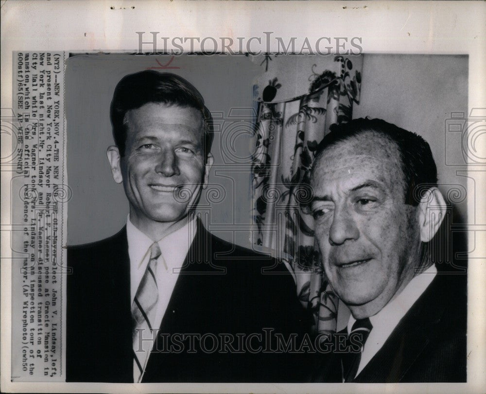 1965 Press Photo John V. Lindsay Mayor Robert F. Wagner - Historic Images