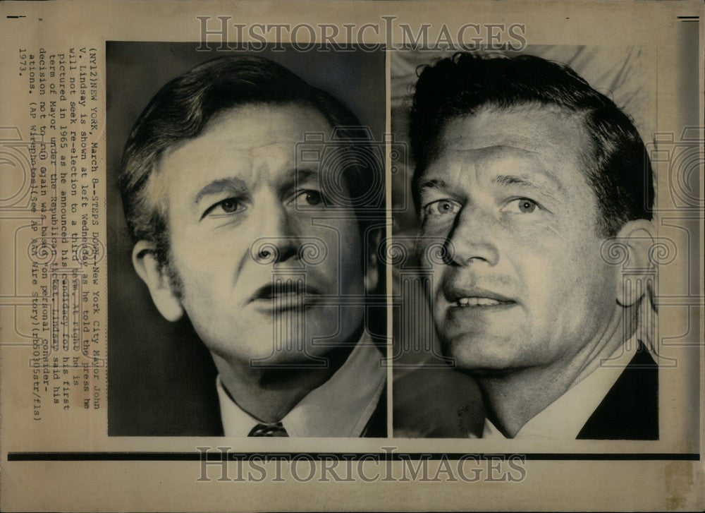 1973 Press Photo Mayor John Lindasey NewYork election - Historic Images