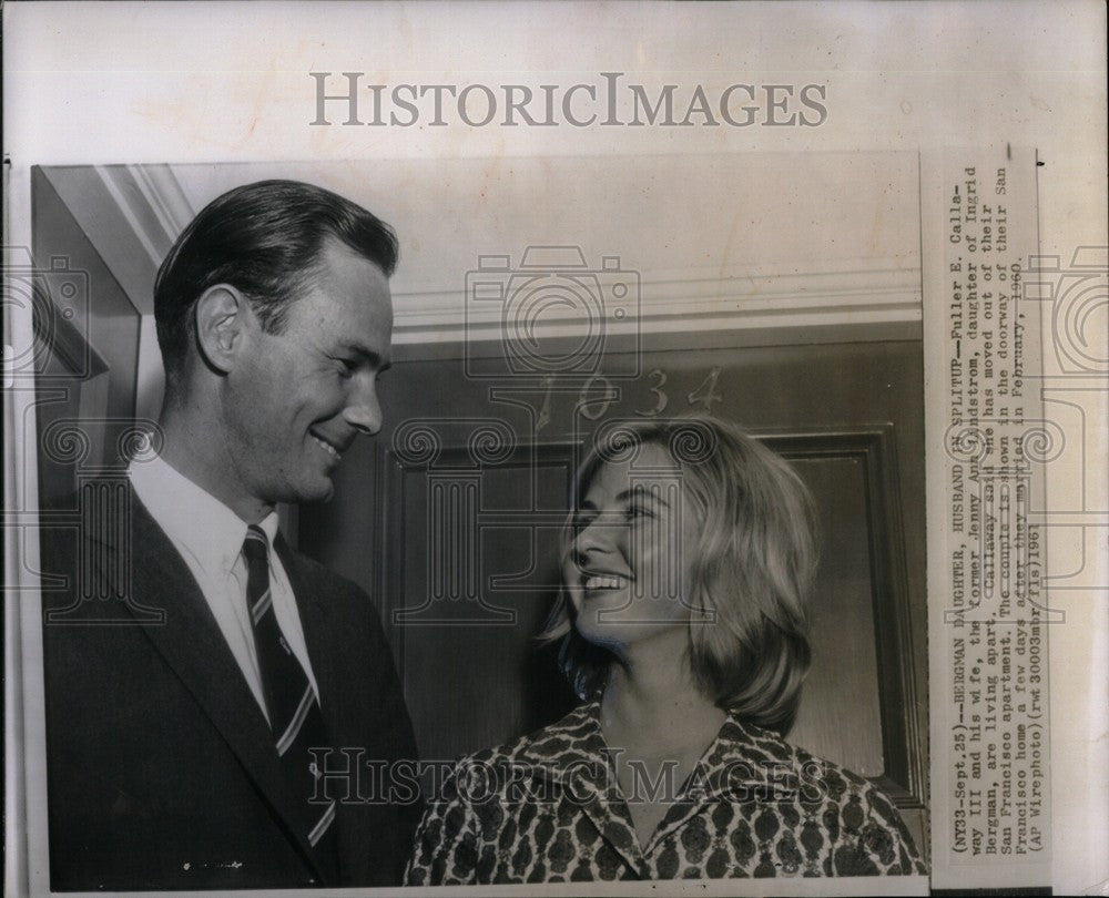 1961 Press Photo Fuller Callaway III Jenny Lindstrom - Historic Images