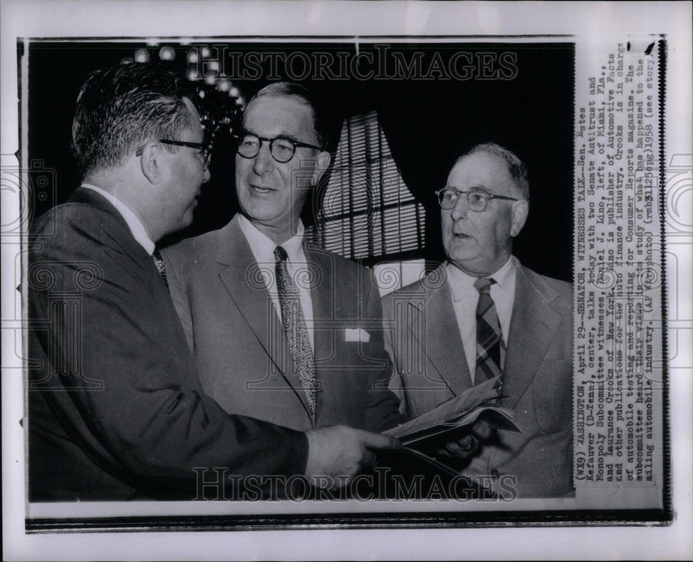 1958 Press Photo Estes Kefauver Lino Crooks - Historic Images